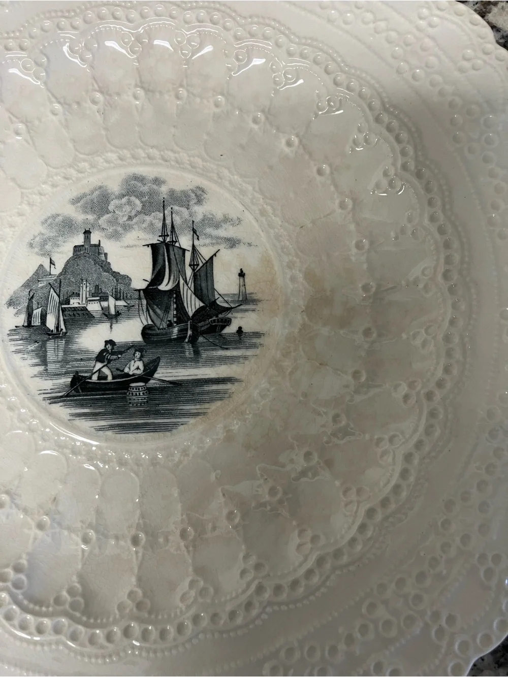 Vintage Spode Jewel Copeland Nautical Plate With Lace Border